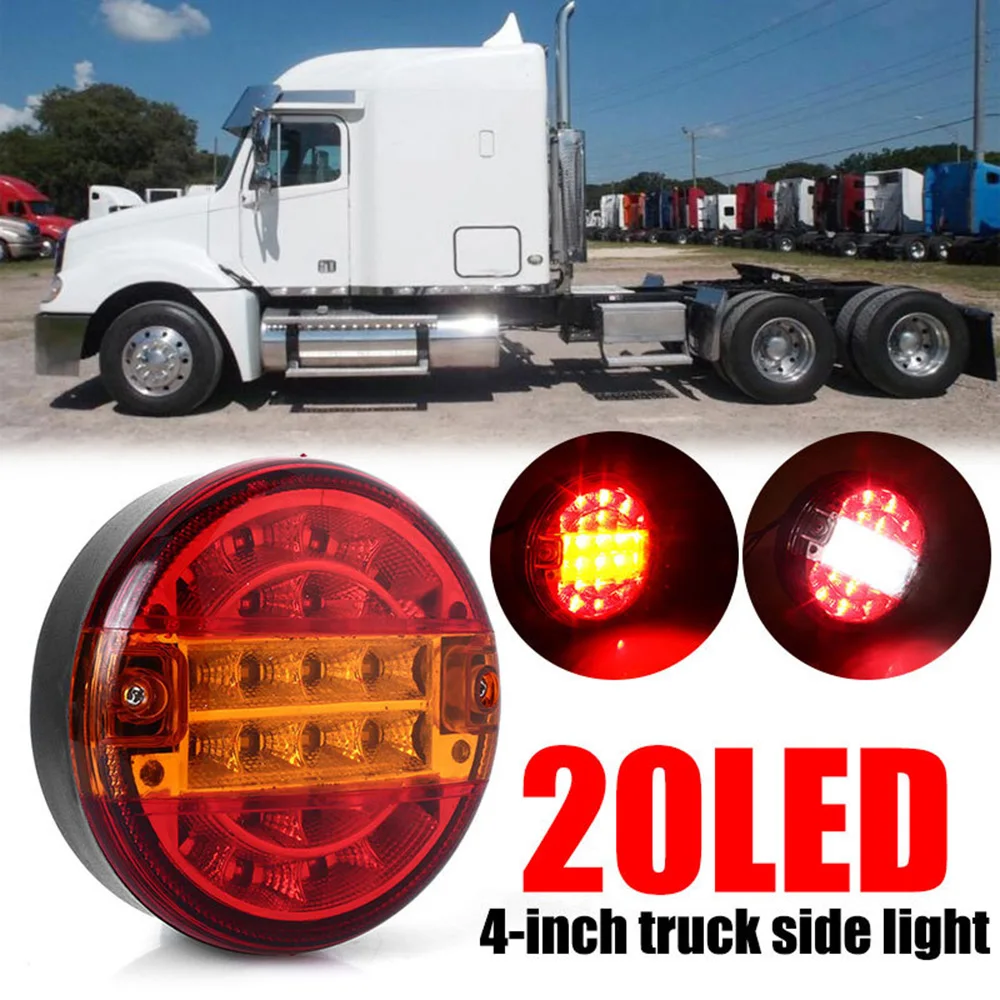 2Pcs 4inch 20 LEDs Truck Tail Light Stop Brake Reverse Lamp for 24V Vehicles Trailer Caravan 10-30V Car Styling Accessories | Автомобили и
