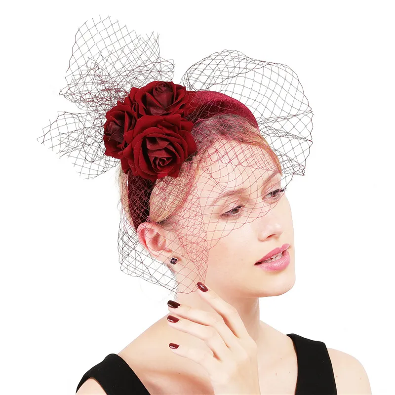 

Fashion bridal married mesh hair accessories wedding fascinators elegant women ladies floral party headwear headbands occasion