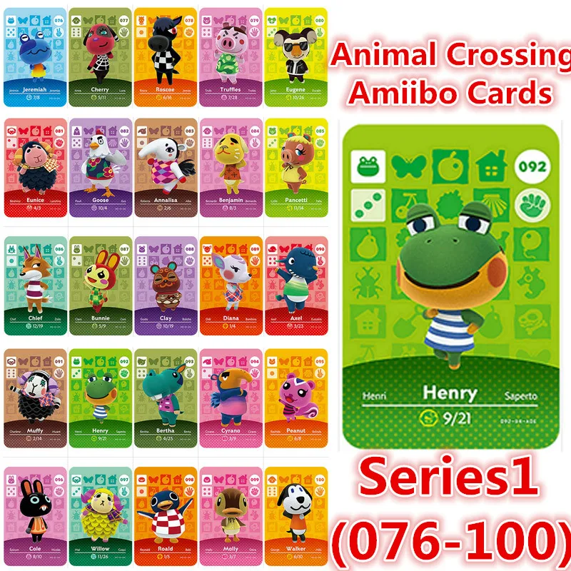 Серия 1 (от 076 до 100) карта для скрещивания животных Amiibo NFC nintendo switch NS Games|Карты
