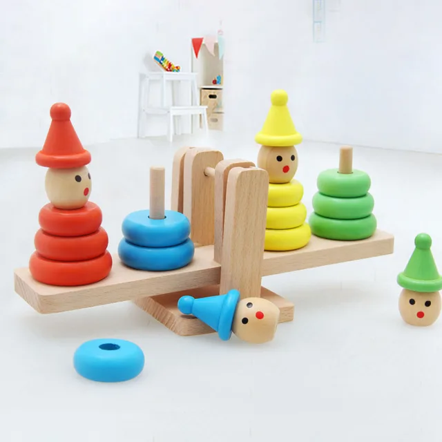 US $14.79 Children's Educational Teaching Aids Clown Block Balance Game Stack Tower Block Toy Game Color Clow