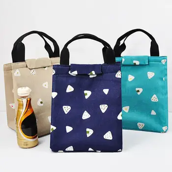 

Portable Lunch Bag Cotton Linen Thermal Insulated Lunch Bags Tote Cooler Storage Holder Food Container Pouch Picnic Storage Bag