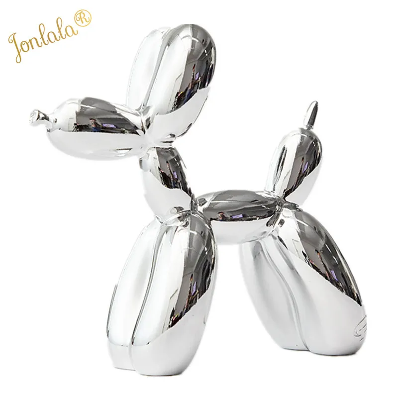 

Silver Metallic Plating Balloon Dog Statue Dog Ornament Resin Office Living Room Home Soft Decorations Creative Simulation Craft
