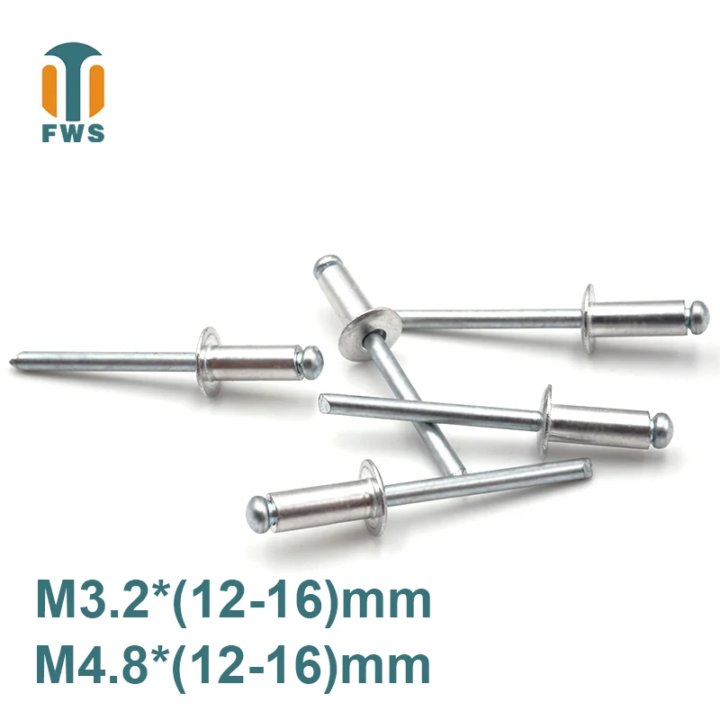 

10 PCS M3.2/M4.8 12-16mm DIN EN ISO 15977 GB /T 12618.1 Aluminum Open End Blind Rivets Pop Rivets With Protruding Head