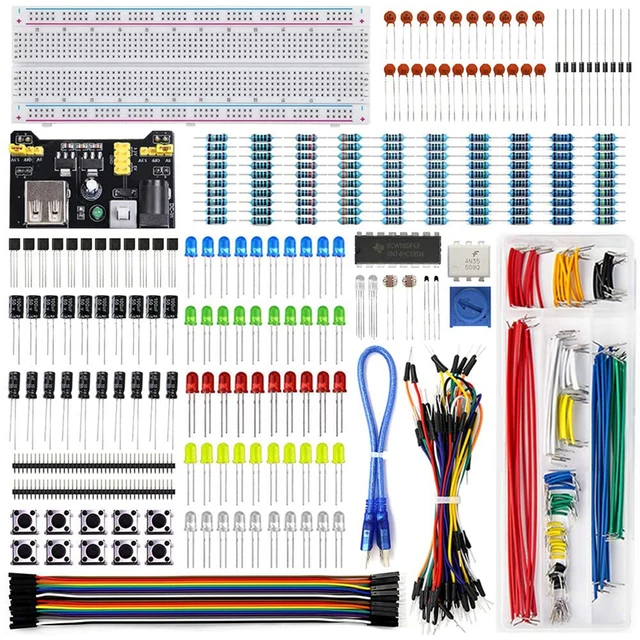 Electronics Component Fun Kit Power Supply Module Jumper Wire 830 Pin Breadboard Precision Potentiometer Resistor for Arduino 1