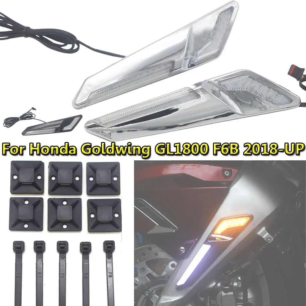 

Motorcycle Front Brake Fork Mounted NAV LED Lights in Chrome Or Black For Honda Goldwing GL1800 F6B 2018-UP 2019 2020