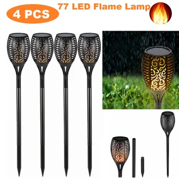 

72LED Solar Flame Light Outdoor Waterproof Garden Courtyard Lawn Torch Lamp Automatic On Dusk