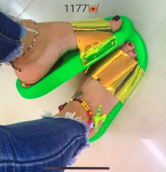 

Women Rainbow Color PVC Beach Slippers Lady Peep Toe Flats Sandals Woman Platform Candy Color Slides Girls Hot Slingback Shoes