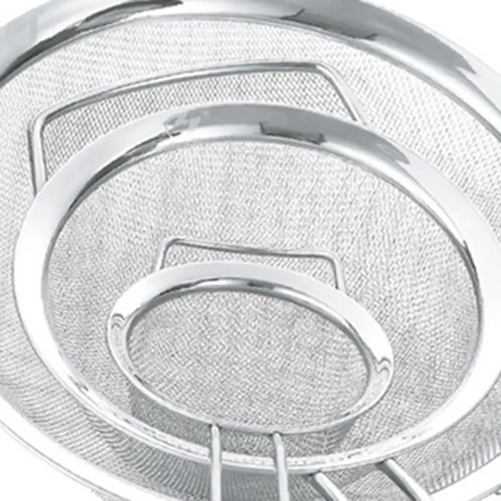 Stainless Steel Wide-Width Wide Ear Oil Grid Steel Handle Mesh Leak Ordinary Mesh Twill Mesh Colander Hand-Held Flour Sieve