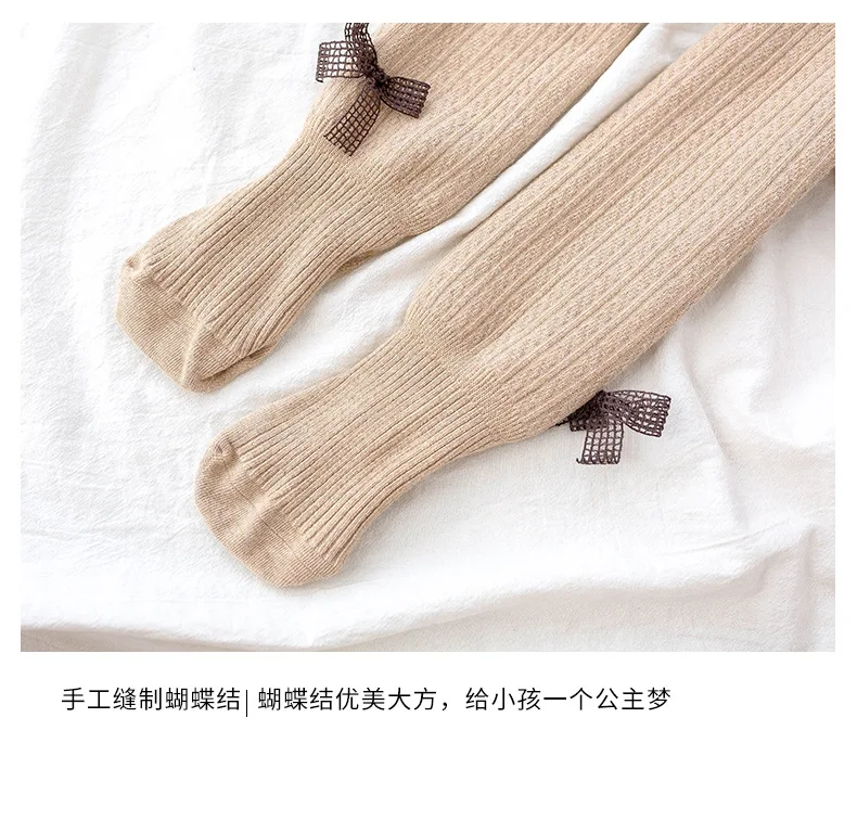 Autumn winter plus velvet thickening children pantyhose kids baby girls tights bow warm baby girl stockings