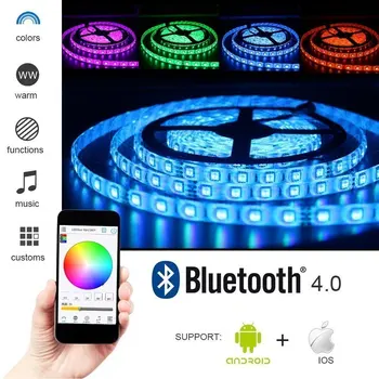 

Bluetooth LED Strip Light,32.8ft/10M Flexible RGB Strip Light Kit,5050 SMD 600Leds Rope Light for IOS/Android App JK174