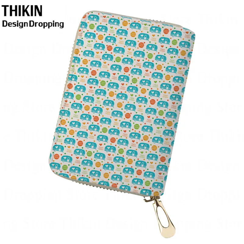 THIKIN Happy Camper с принтом для девочек, Обложка для паспорта, кожзам, Женский держатель для карт, для студенток, ID, мультяшный чехол, Porta Cartao - Цвет: as picture