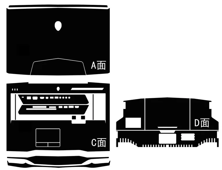 Наклейка на чехол 3 шт. Защитная пленка для Alienware M18X R1 R2 M17X R3 R4 M15X M14X M11X старая
