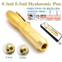 0,5 мл 0,3 мл Золотая гиалуроновая ручка без игл распылитель гиалуроновой кислоты ручка для заливки губ пистолет для удаления морщин мезо гиалуроновая кислотная ручка