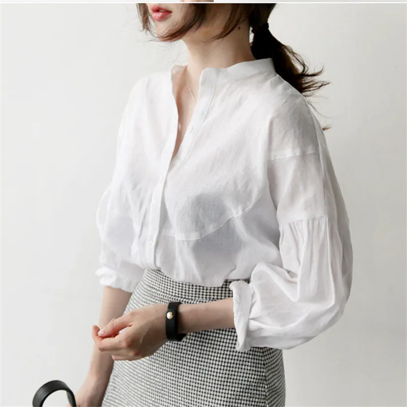 Women Skirt Black Plaid Mini Skirt Summer Female Skirt Long Sleeve Linen Cotton Girls Blouse Plus Size Women Blouses White femme