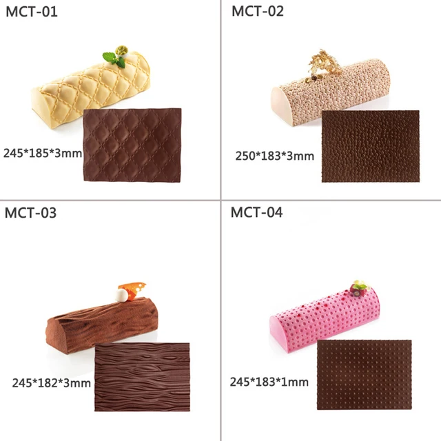 3D Silicone Swiss Cake Mould Yule Log Mold Large Buche Form Silicon Fondant  Mat Impression Lace