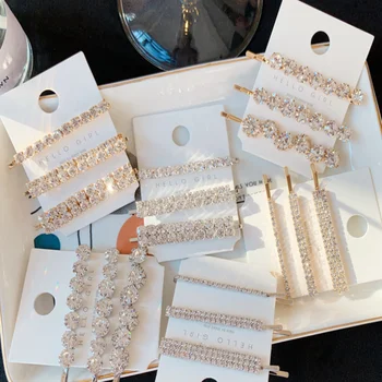 

3PCS/Set Gold Silver Rhinestone Crystal Hairpin Hairgrips Bobby Pin Metal Hair Clip Haripins Barrette Bangs Clips Gifts
