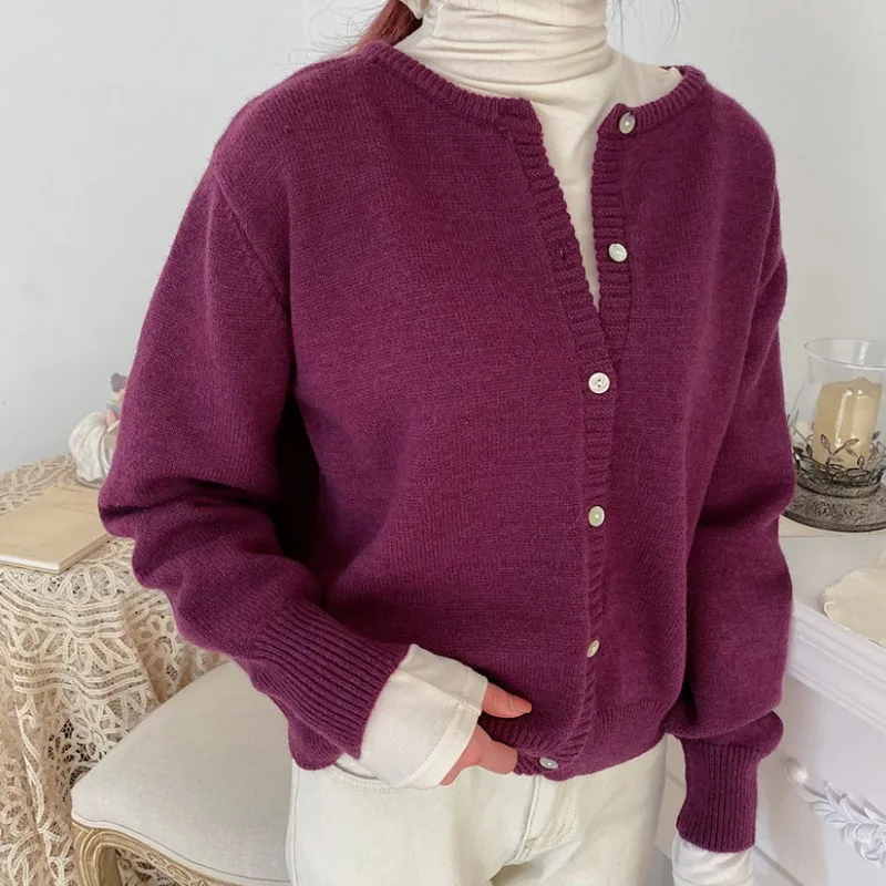 

7 Colors Women's Sweater Casual Fashion Female Cardigan Korean Short Sweater Women Minimalism Single-breasted Cardigan Women
