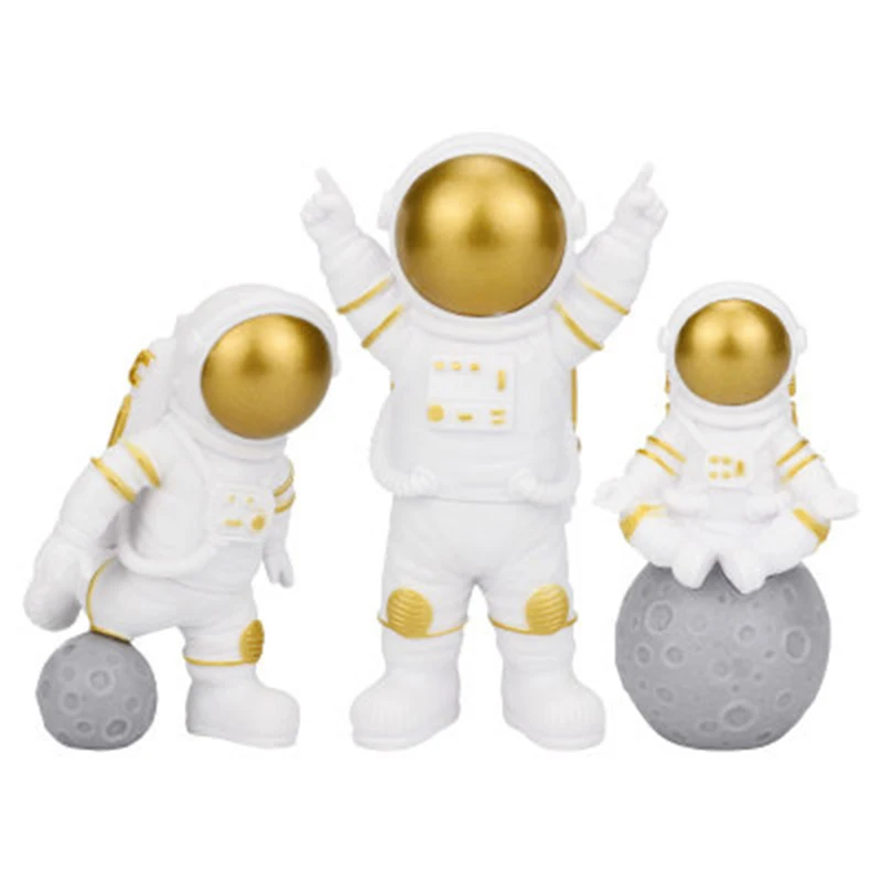 

10cm 3Pcs/Pack Simple Plastic Astronaut Star Spacecraft Tabletop Ornaments Decoration Christmas Goods Gifts For Friends