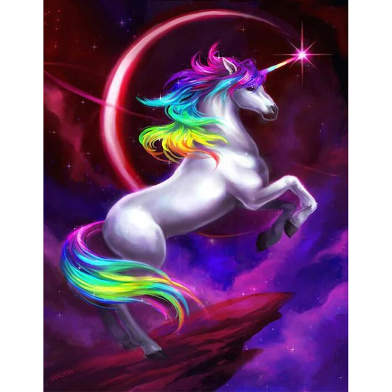 

Diamond Embroidery Diy Diamond Painting Colored Unicorn Kirin Paintings Cross Stitch Rhinestone Diamond Mosaic Decoration