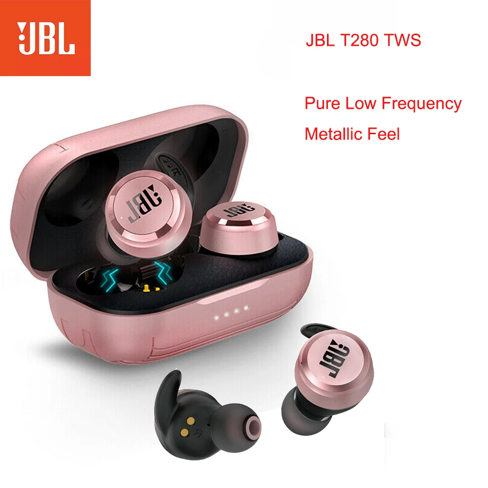 JBL T280 TWS Bluetooth Wireless Earbuds HARMAN Sports Mini Bluetooth Headsets Wireless Earbuds With Charging Case Microphone