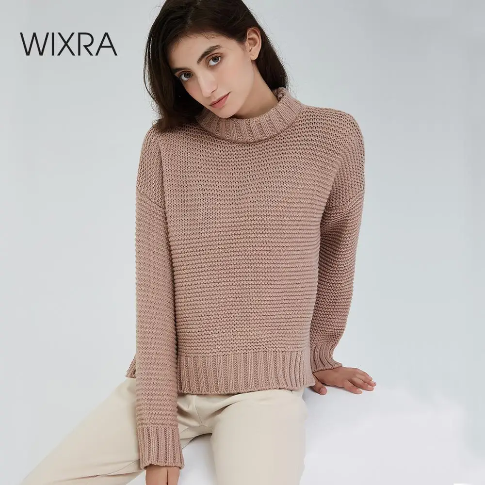 Ceny Wixra kobiety Pull swetry stylowe luźne ciepłe grube Chunky skoczków klasyczny kolor 2019 jesień zima