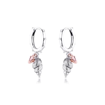 

CKK Heart & Conch Shell Hoop Earrings 925 Sterling Silver Original Jewelry Making For Women Anniversary Gift