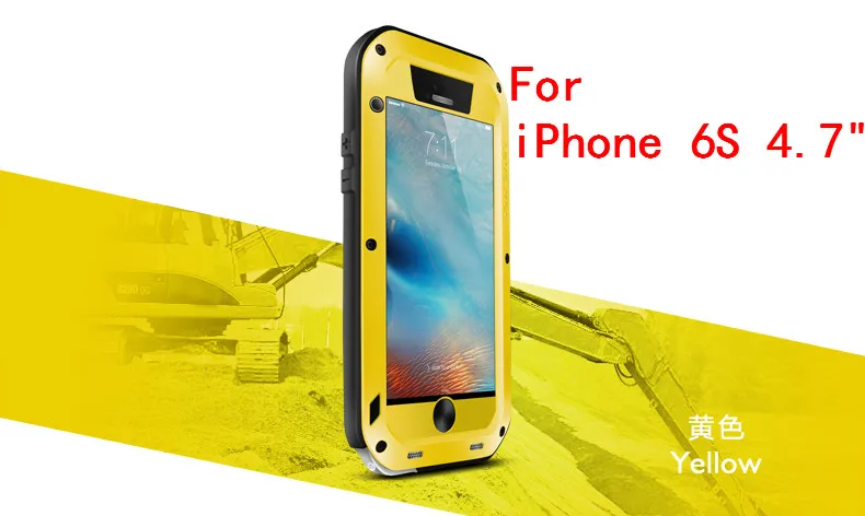 Love Mei мощный противоударный алюминиевый чехол для Apple iPhone 6 6S 4,7/6 Plus/6 S Plus 5,5 сверхмощное закаленное стекло Gorilla - Цвет: For iPhone 6s Yellow