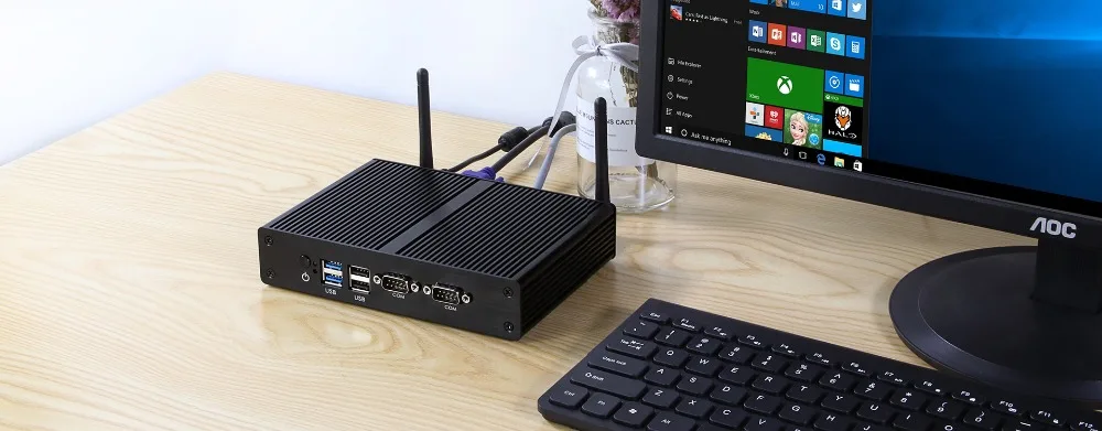 Мини ПК Intel Celeron J1800 J1900 Windows 10 Linux 300M WiFi Gigabit Ethernet 2* RS232 HDMI VGA 4* USB безвентиляторный промышленный компьютер
