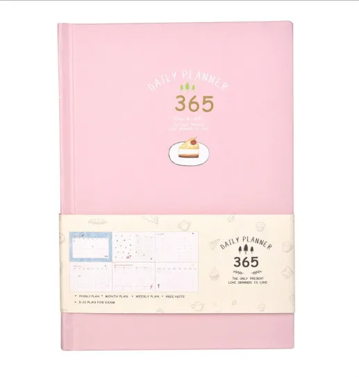 Pink A5 милый 365 дней ежедневник еженедельник ежемесячный блокнот Kawaii порядок дня органайзер для девочек Дневник Журнал Блокнот принадлежности - Цвет: Pink