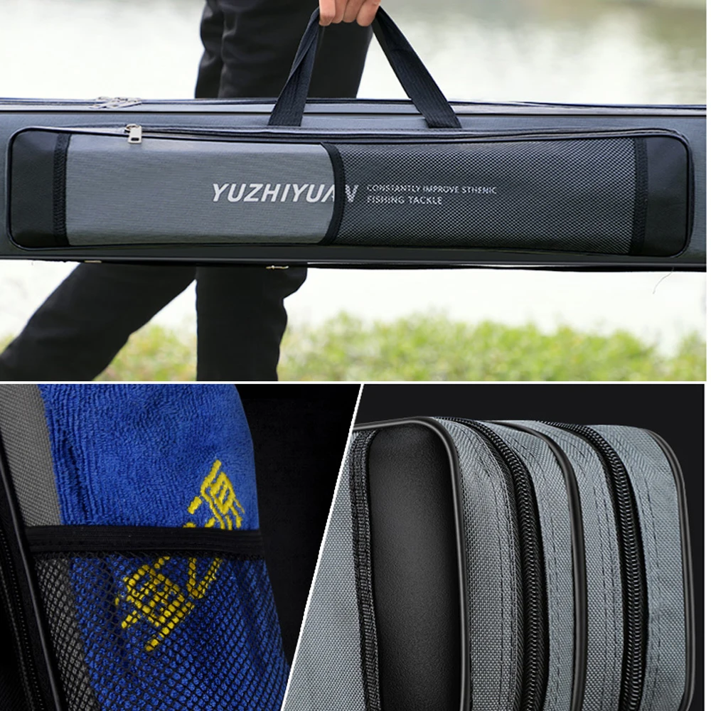 オックスフォード-3/4厚防水釣り竿バッグ,大容量収納ケース,80〜130cm