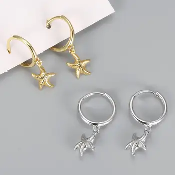 

MissNity Dangle Hoop Earrings for Women - Small Hoop Earrings with starfish Charm in Sterling Silver or 18K Gold Plated.