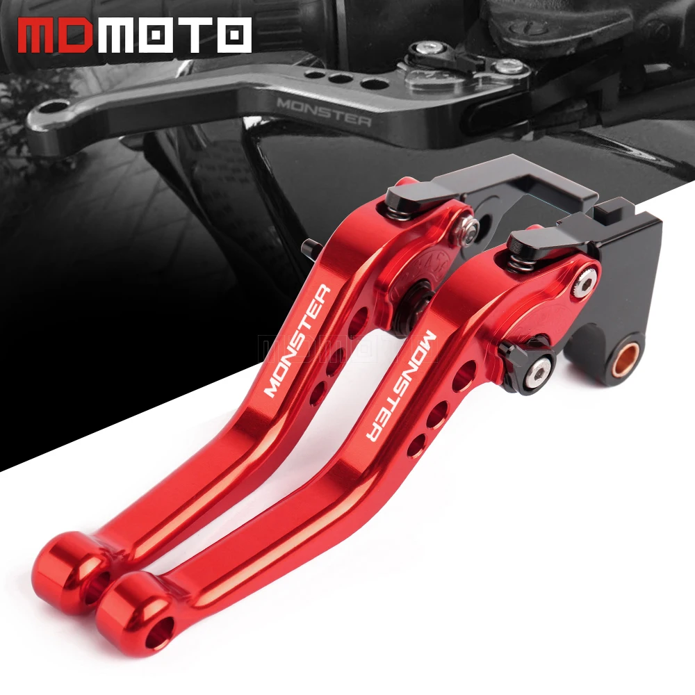 Для поездок на мотоцикле DUCATI MONSTER 696 796 695 620 400 тормоза мотоцикла CNC Заготовка короткие Регулируемые сцепные рычаги с логотипом монстр