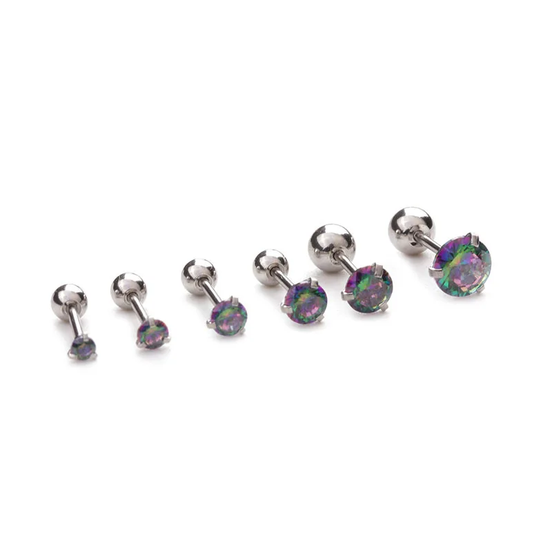 2Pcs Small Round Cz Tragus Cartilage Rook Helix Snug Conch Earring 16G Prong Gem Monroe 16G Tragus Helix Ear Piercing