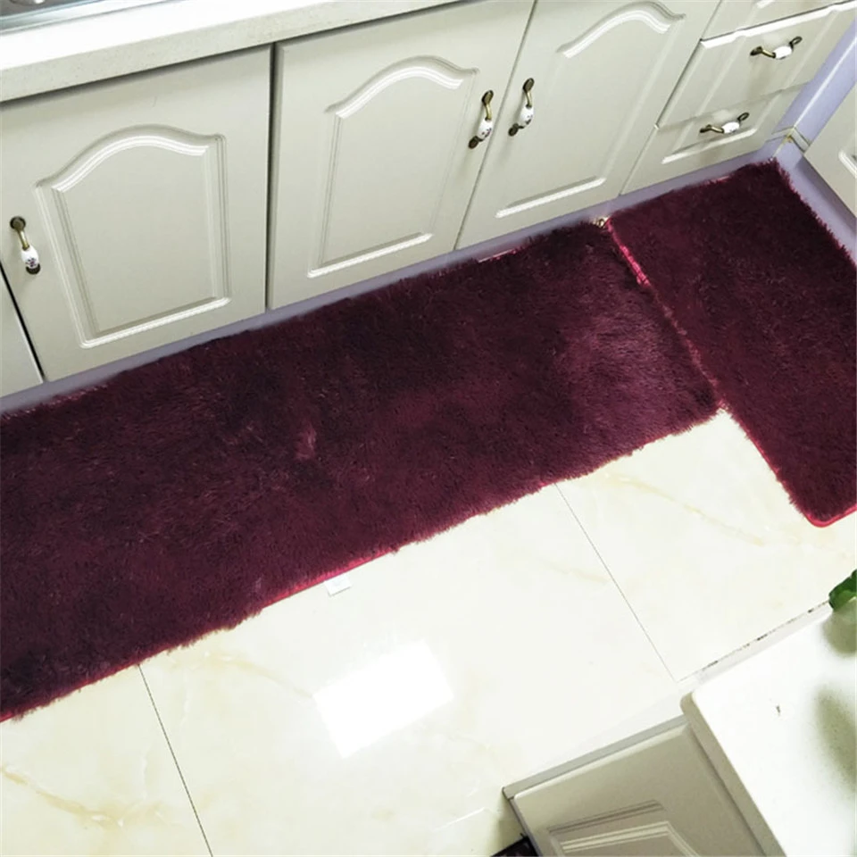 

Kitchen Carpet Green Rugs Simple Solid Mat Thickening Doormat Entrance Door Rectangle Non-slip Carpet Bathroom Area Rug