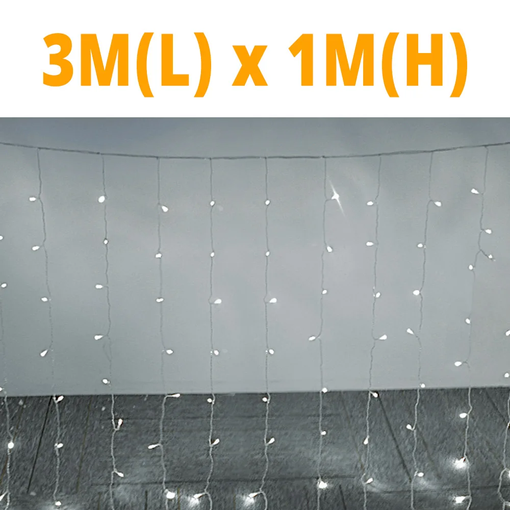 1Mx3M Curtain Light Фея 2,5 м занавес светодиодный гирлянда для свадьбы Рождественская гирлянда для домашней вечеринки украшение лампы лампочки в форме звезд праздничный свет - Цвет: 1Mx3M Curtain Light