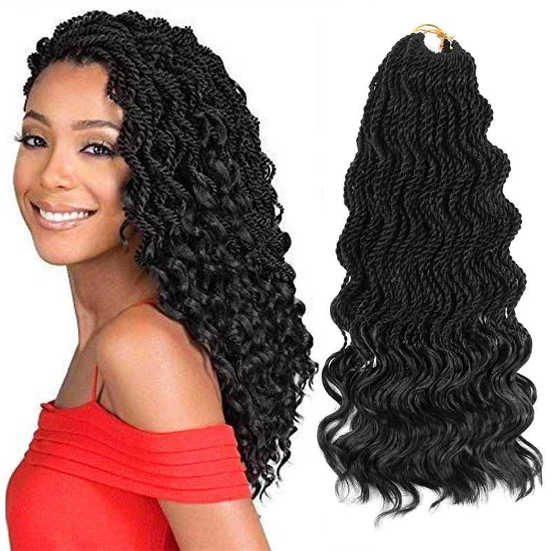 

Wavy Senegalese Twist Braiding Hair 14in 35 Roots/package Synthetic Ombre Crochet Braids Black Women Curly Twist Hair Extensions