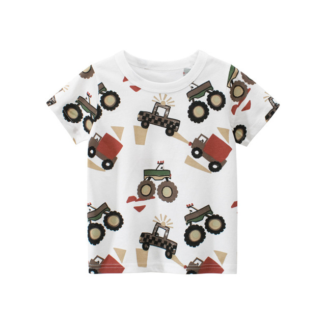 Cartoon Boys Girls Kids Car Print T Shirt For a Boy Children Summer Short Sleeve T-shirt Cotton Tops Clothing 2-8 Years
