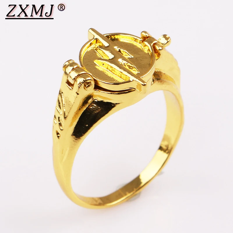 

ZXMJ Gold Charm the flash Ring Superhero Cosplay Justice League Lighting Flash Rings DC Comic Party Jewelry Gift for Women Men