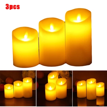 

3PCS Flameless LED Candles Battery Powered Swing Candles Tea Lights For Wedding Props Halloween Decoration Drop Shipping
