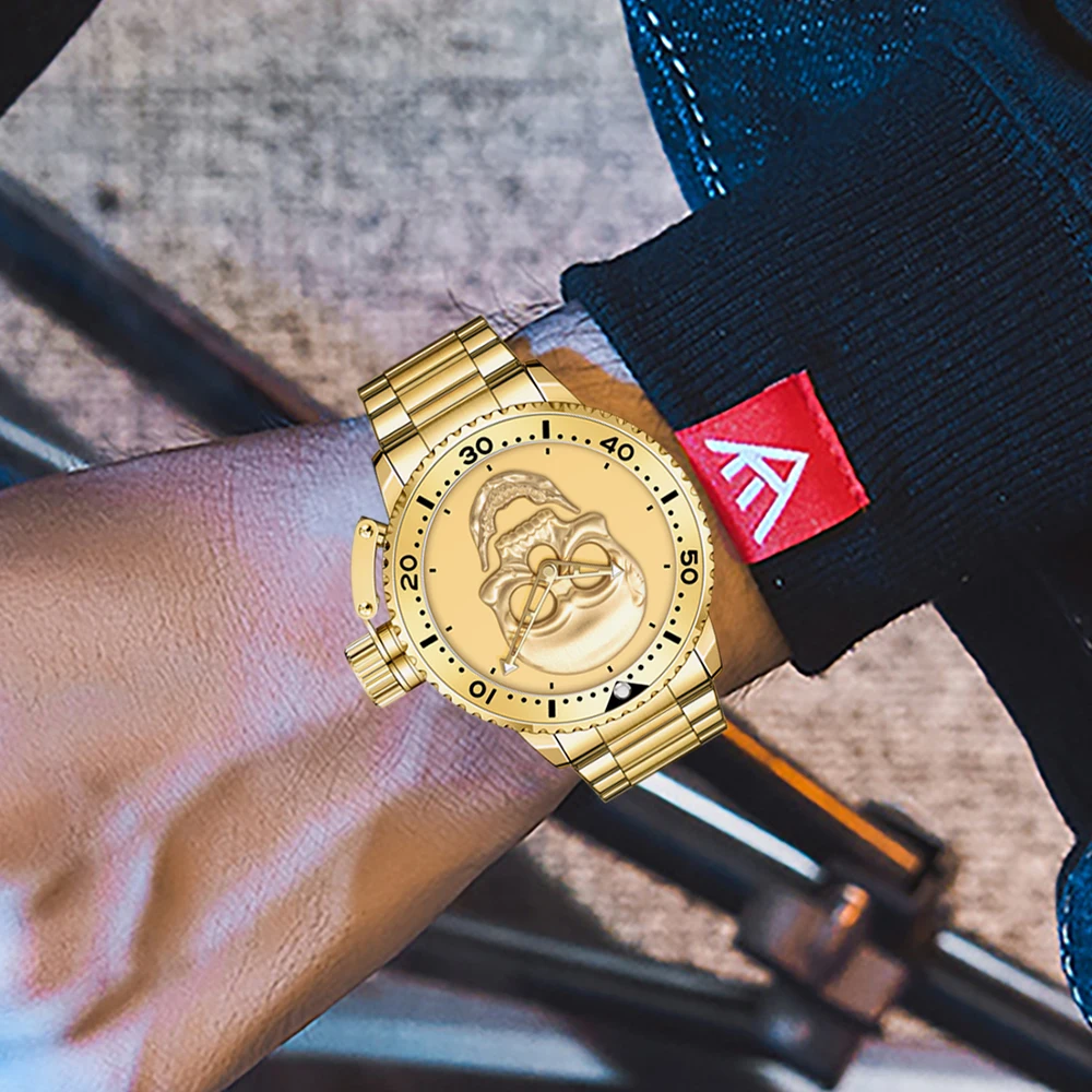 WWOOR Brand Mens Watches Sports Quartz Wristwatch Luxury Full Gold Steel Clock Fashion Waterproof Men's Watch Relogio Masculino