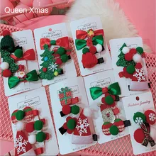 2/4PCS/ Christmas Hair Clip Cute Hair Clip Set Xmas Tree Hat Candy Santa Claus Headwear Hair Accessory Butterfly Hair Clip