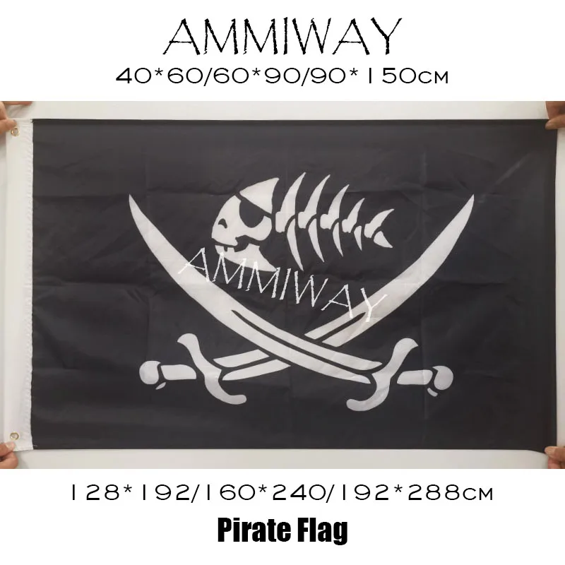 AMMIWAY пиратские рыбные мечи флаги любого размера полиэстер латунные втулки