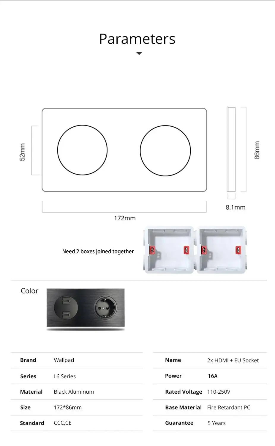 Wallpad двойная розетка HDMI 3 0 с европейской немецкой розеткой Электрическая круглая
