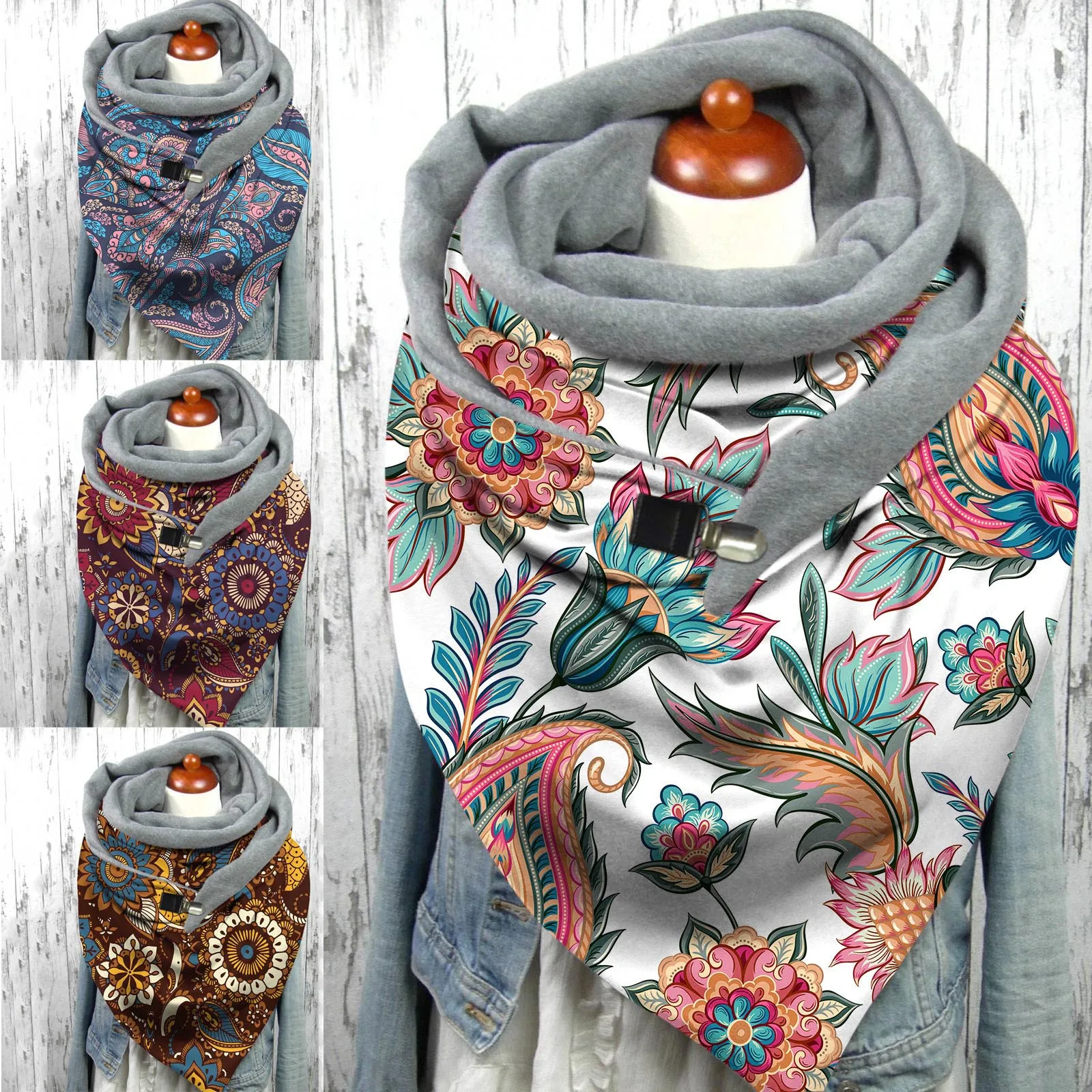 

2020 New Winter Women Scarf With Clips Fashion Retro Female Multi-purpose Infinity Shawl Scarf