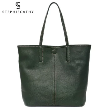 

SC Real Leather Women Classic Tote Simple Design Retro Top-handle Bag Ladies Genuine Leather Shoulder Bag Large Handbags Purses