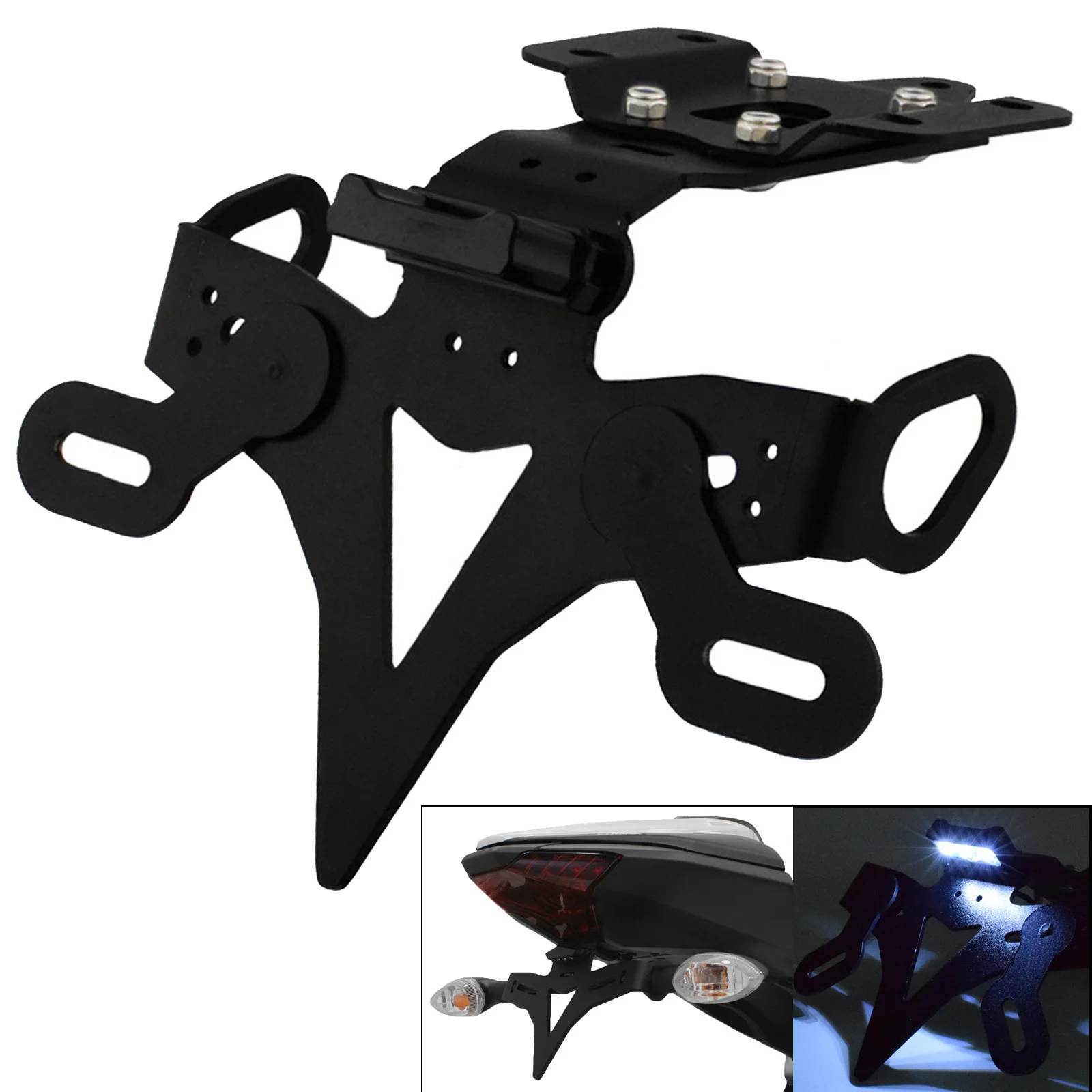 

Motorcycle Rear License Number Plate Frame Holder Bracket Tail Tidy Fender Eliminator LED Light For YAMAHA FZ07 MT-07 2014-2020