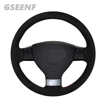 

Car Steering Wheel Cover For Volkswagen Golf 5 Mk5 GTI VW Golf 5 R32 Passat R GT 2005 Black Hand-stitched Suede