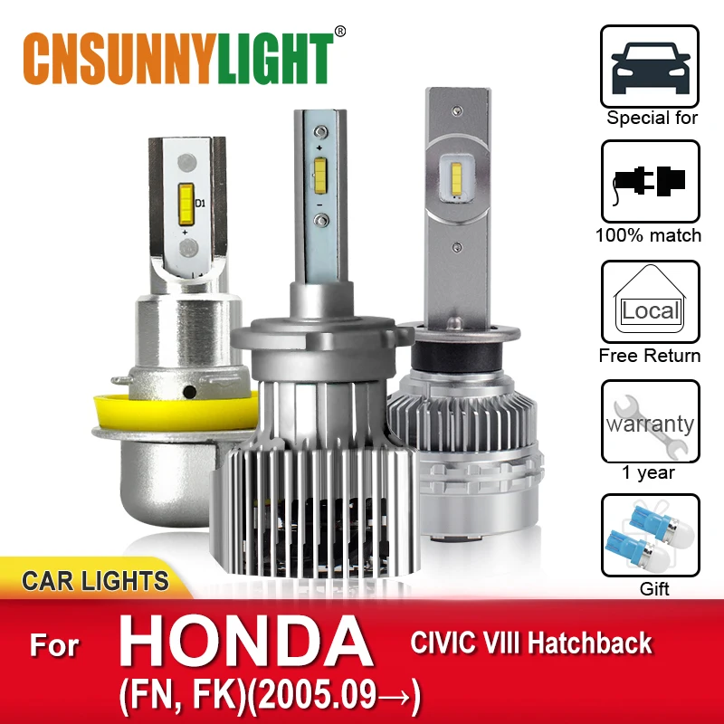 

CNSUNNYLIGHT LED Car Headlamp Bulbs For HONDA CIVIC VIII Hatchback FN FK from 2005.09 D2R Lo-Beam Headlight Lamps Foglamp Light