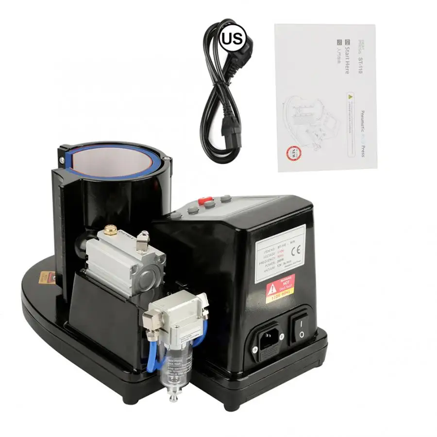 

US Plug 110V Pneumatic Auto Mug Transfer Sublimation Heat Press Machine ST-110 Black Mug Heat Press Machine