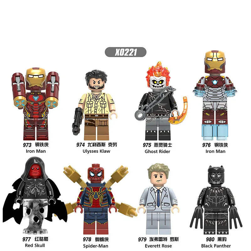 

X0221 Single Sale Super Heroes Iron Man Collection Red Skull Figures Black Building Blocks Bricks Action Toys For Children